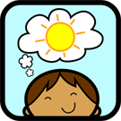 Speech bubble above the head of a child